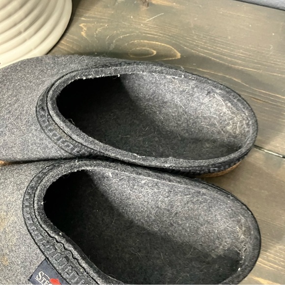 Stegmann Wool Clogs Size 6 Women Grey cork Slip-on cozy warm fall winter - Picture 5 of 10